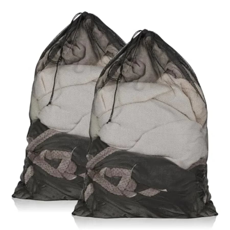 2 Pack Mesh Laundry Bags, 23 x 34 Inches Heavy Duty Mesh Laundry Bag, Large Laundry Drawstring Bag for College, Dorm, Travel, F