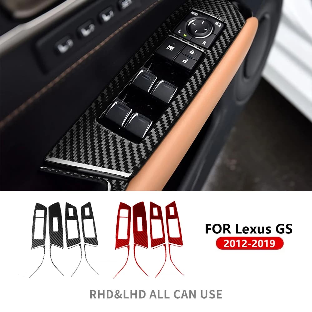 Carbon Fiber Auto Window Control Panel Cover for Lexus GS 2013-2019 Interior Car Accessories Decoration Frame Stickers