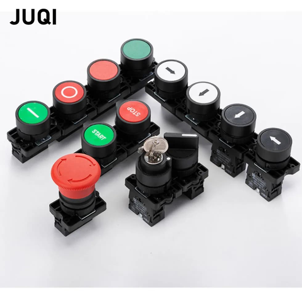 Interruttore a Pulsante in Plastica XB2 da 22mm Momentaneo/Autoresettante con Simboli Stop Start Freccia 10A/600V