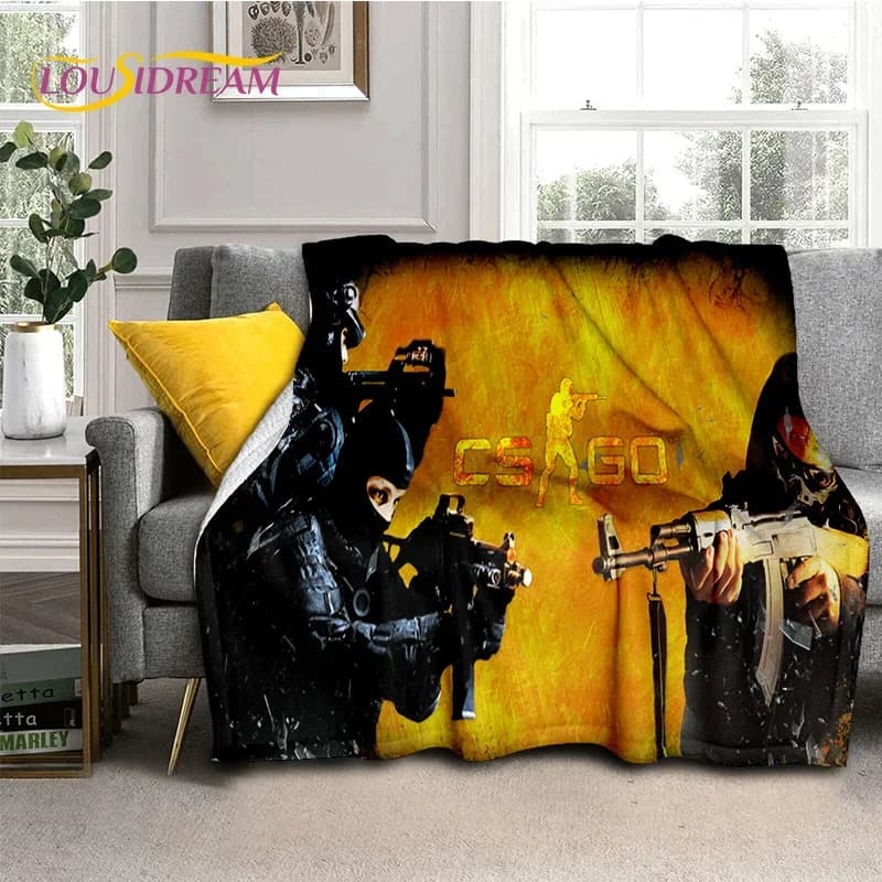 CS GO, Counter Strike Game Gamer Morbide coperte di flanella, Coperta da tiro Comoda coperta per letti da picnic Divano Casa Camera da letto Regali