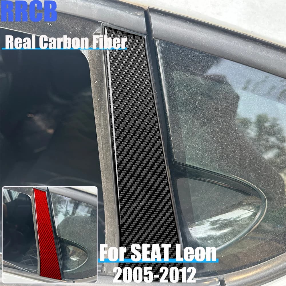 Reale Accessori Per Auto In Fibra di Carbonio Pannello del Pilastro B Trim Copertura Morbida Adesivo Per SEAT Leon MK2 2005 2006 2007 2008 2009 2010 2011 12