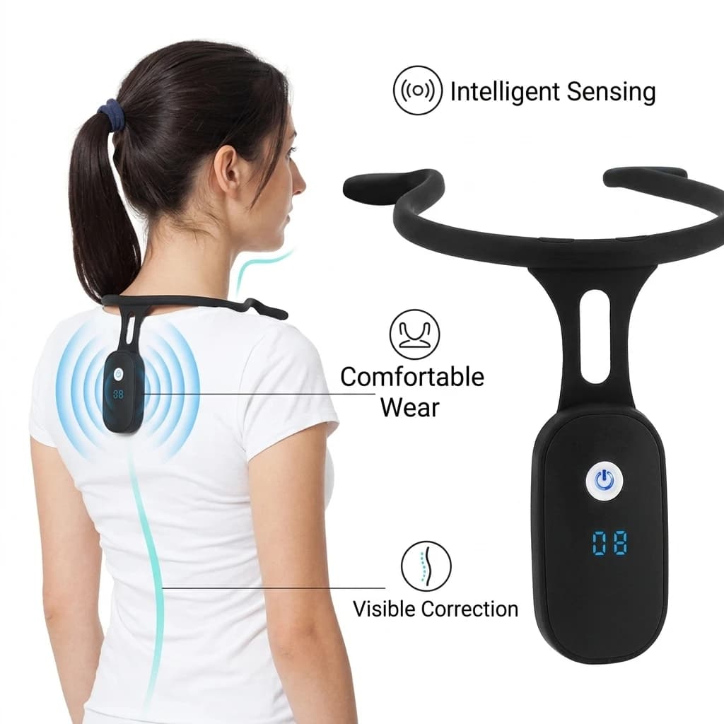 Posture Corrector LCD Display Silicone Back Brace Invisible Vibration Reminder USB Rechargeable for Office Study Adult Kids