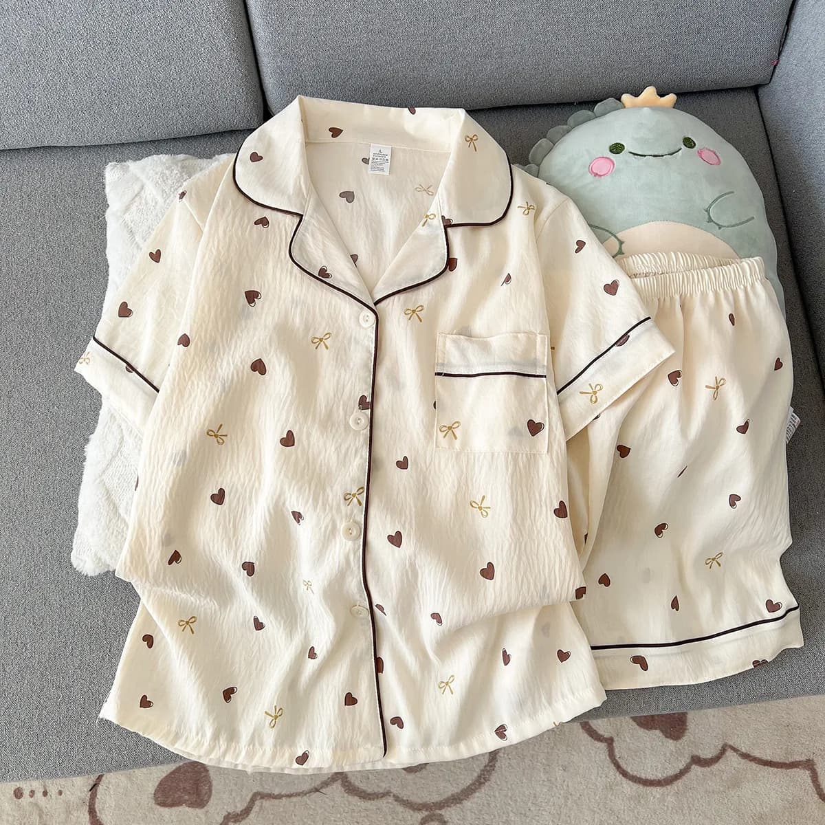 Summer Short Sleeved Pajamas for Women Comfortable Popular Short Shorts for Outerwear Home Clothes Set Sleepwear Homewear