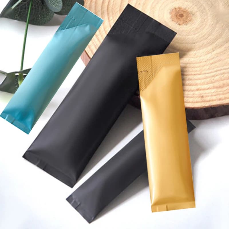 50PCS Top Open Aluminum Paper Bags Coffee Fruit Dry Milk Sugar Honey Powder Rectangular Bags Disposable Heat Sacks