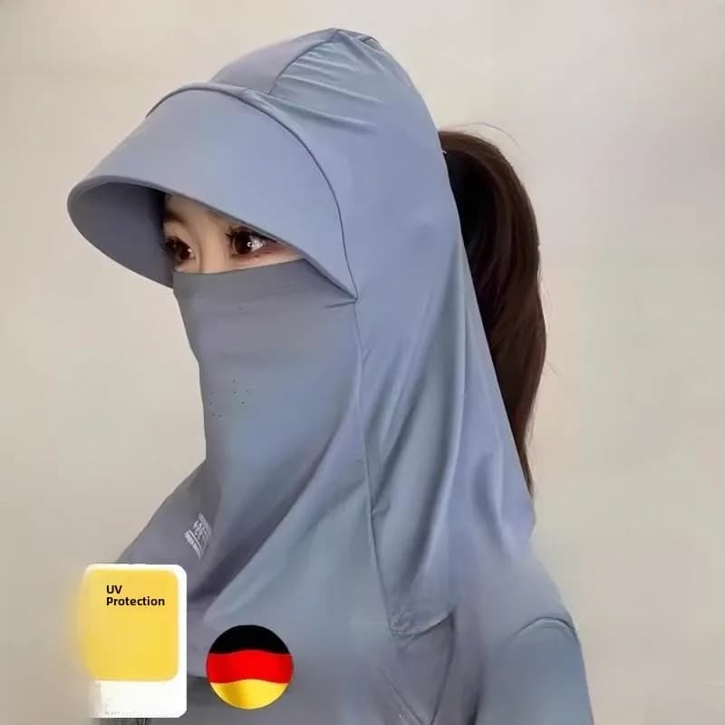 Nuovo Cappello Parasole Integrale in Seta Ghiaccio Traspirante Estivo per Ciclismo all'Aperto con Protezione Collo e Maschera, Stile Donna, in Tessuto Modal