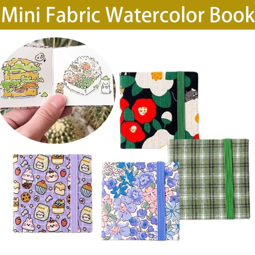 Art Supplies Fabric Mini Watercolor Book Portable 300g Travel Sketchbook Wood Pulp Fine Grain Picture Book Students