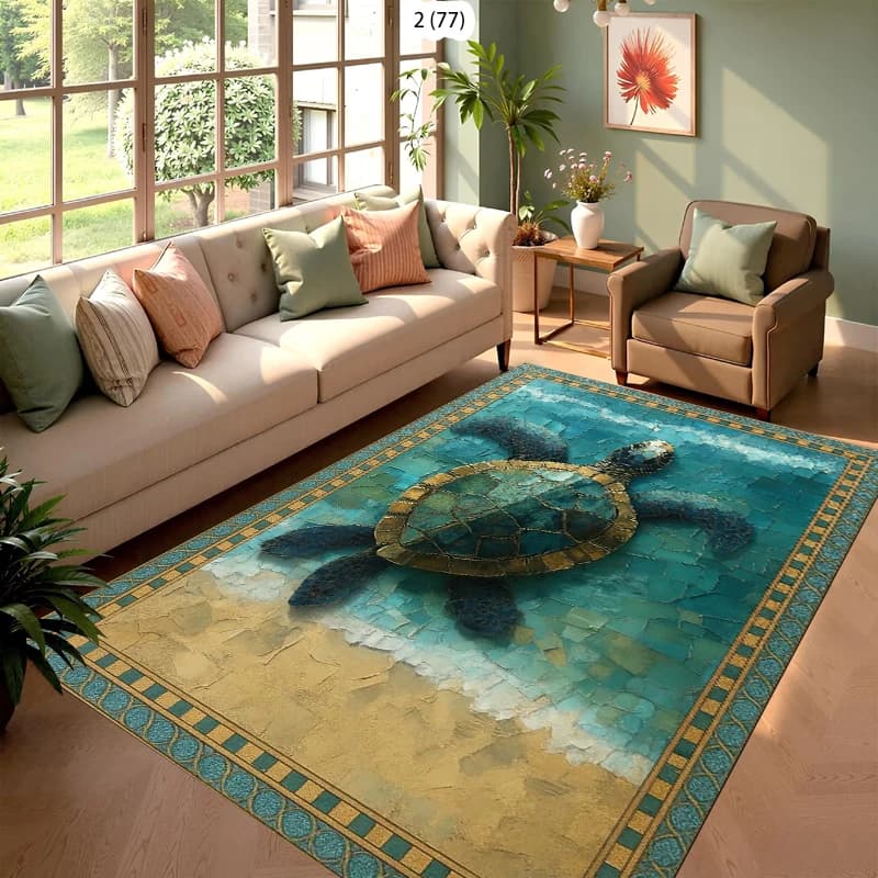 Tappeto da spiaggia con tartaruga marina a mosaico, tappetino per pavimento, tappetino per porta, tappetino per ingresso, per la decorazione della casa, tappetino per porta d'ingresso