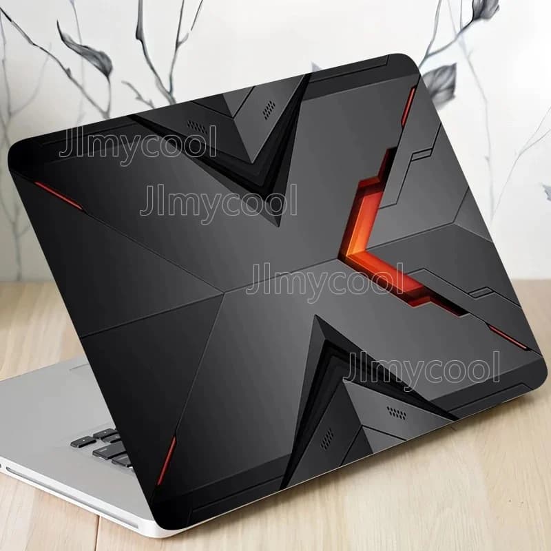 2 adesivi per laptop, pellicola protettiva con onde sovrapposte colorate. Adesivo antigraffio fai da te per la copertura del portatile