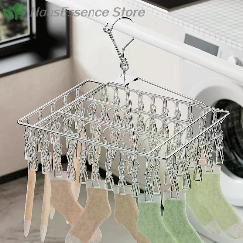 ※New Style Steel Windproof Clothespin Laundry Hanger Clothesline Dryer Bra Towel Rack Clothes Airer Peg Hook Drying Sock