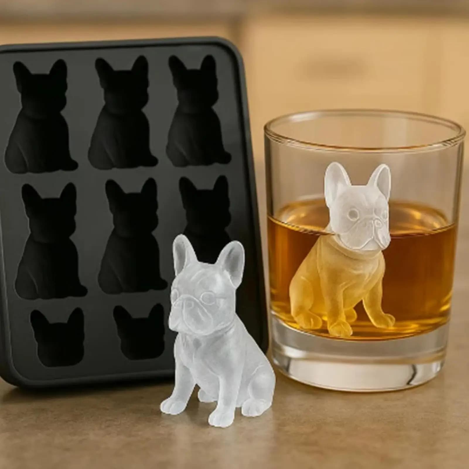 Stampo per ghiaccio per whisky Stampi per ghiaccio per cani in silicone a 9 griglie Forme divertenti Vassoio per ghiaccioli per whisky antiaderente per uso alimentare Cucina infrangibile