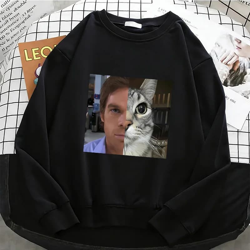 Movie Cat Felpa con cappuccio in pile da donna, morbida e traspirante, con scollo a O, abbigliamento casual femminile