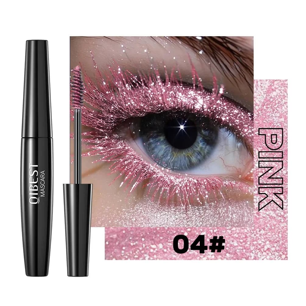 Mascara Diamantato in 5 Colors, Brilliant with Paillettes Galattiche, Waterproof, Fast drying, Glitter for Eyelash, Moisturizing Mascara and Incurvante, Sparkling Makeup