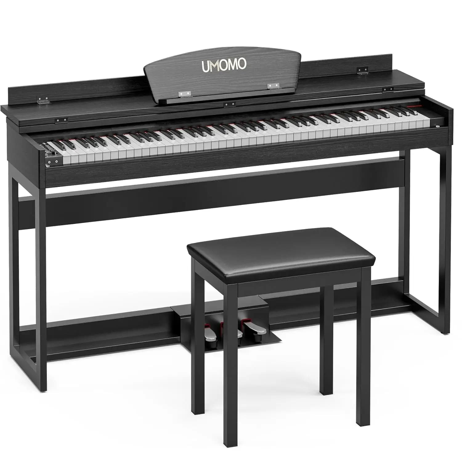 Pianoforte Digitale a 88 Tasti con Supporto in Metallo, Piano Elettrico a Grandezza Naturale, Jack per Cuffie, 3 Pedali, Elettronico, Personalizzabile