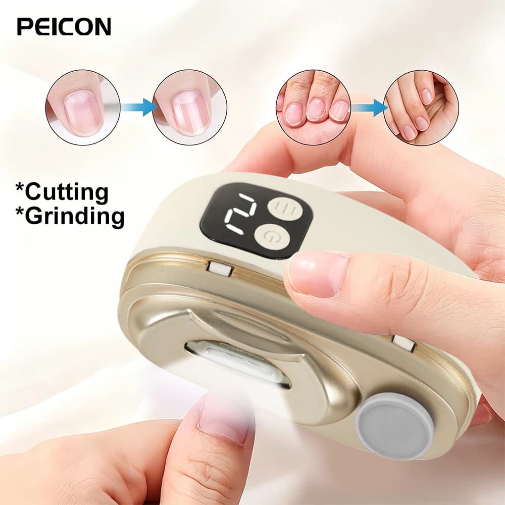 Tagliaunghie Elettrico 2 in 1 Ricaricabile USB, Tagliaunghie Automatico per Piedi, Mini Strumento per Manicure e Lucidatura, Lima per Unghie
