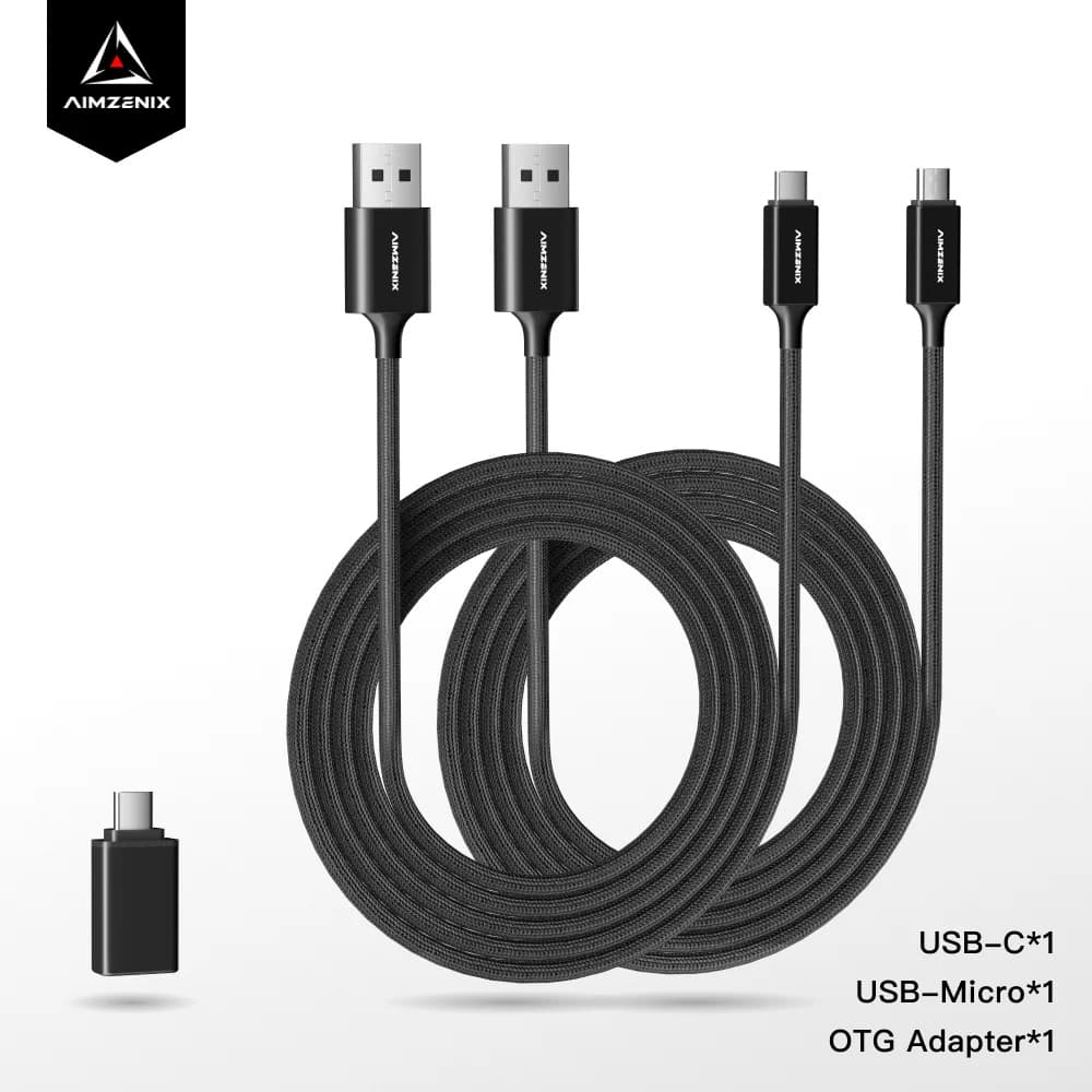 Cavo dati USB C Aimzenix, cavo dati USB-Micro, adattatore OTG, adatto per connessione controller XBOX/PS4/Switch Pro, 100 cm
