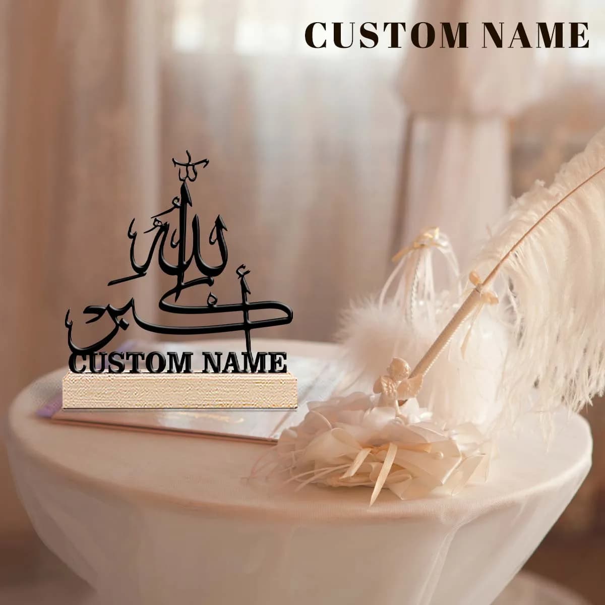 1pc Customized Wrought Iron Desktop Ornaments Customizable Name With Wooden Base Holiday Gifts for Family and Friends