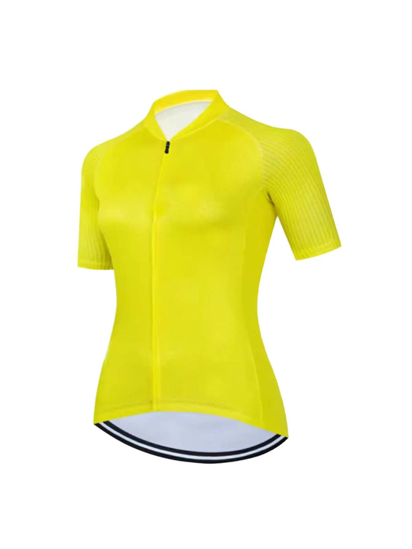 Women‘s Full Zip Bike Shirt Short Sleeve, Crewneck Breathable Quick Dry Lightweight Cycling Jersey