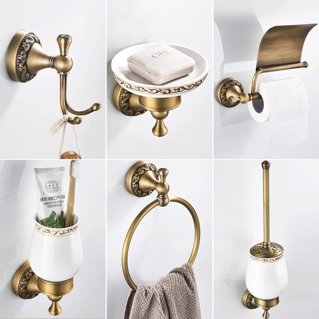 Accessori per il bagno Portasciugamani in bronzo antico Porta carta igienica Portasapone Portasciugamani Portasciugamani Bronzo antico ELF4001