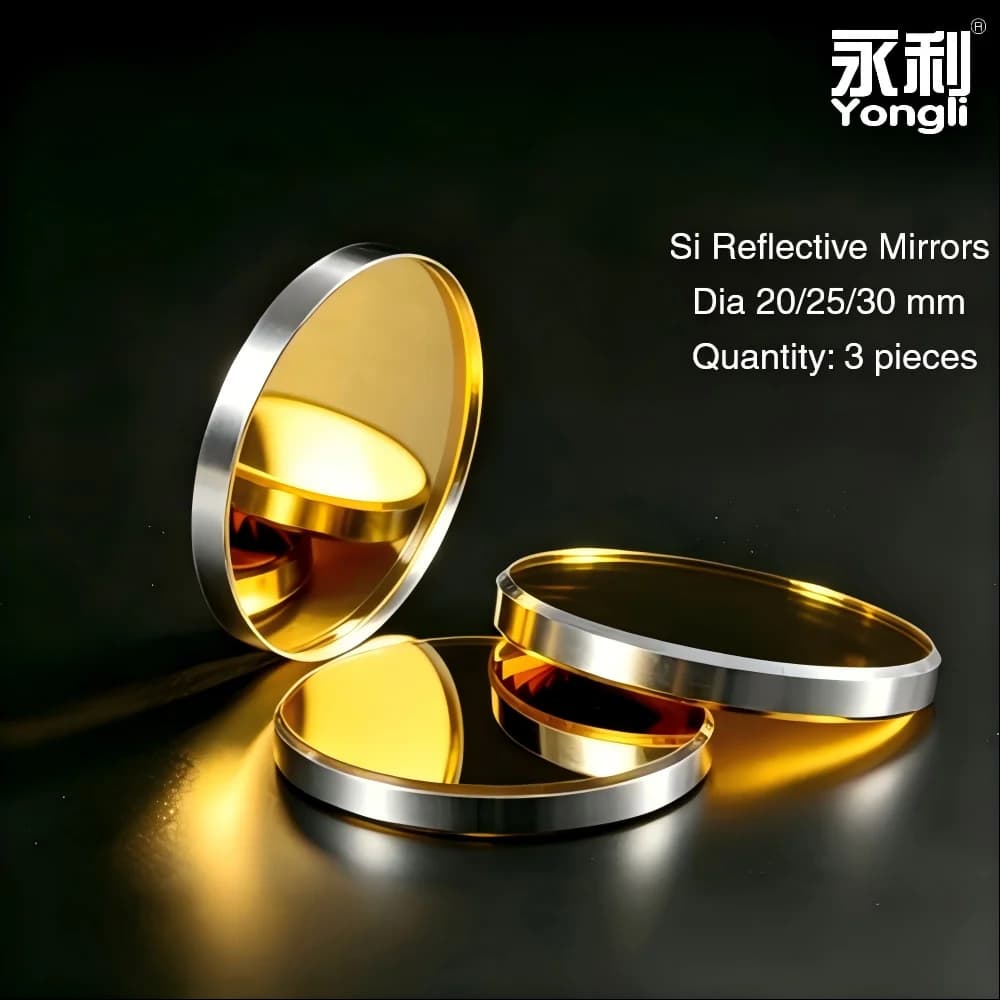 YONGLI 3Pcs Silicon Laser Reflective Mirrors for CO2 Laser Engraving Cutting Machine High Precision Optical Reflector Parts