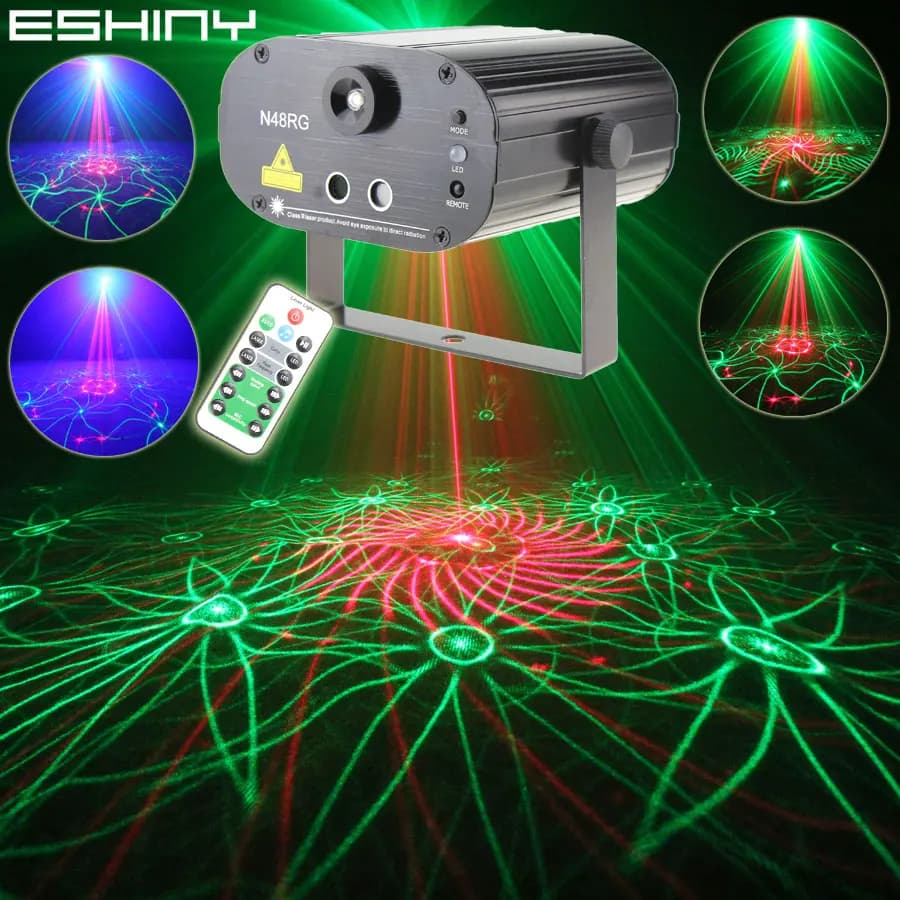 ESHINY R&G Laser 24 Patterni Proiettore Effetto Luce per Feste Blu LED Bar DJ Discoteca Negozio Spettacolo Famiglia Lampada T122D3