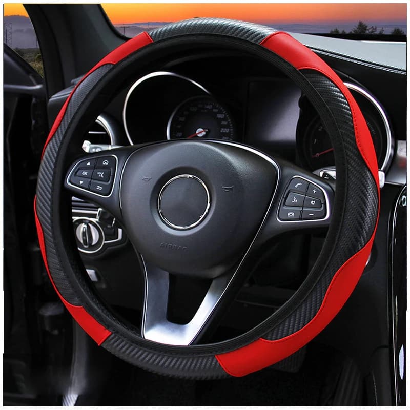 Car Seat Cover PU Leather Cover Breathable Anti-slip Suitable 37-38 cm Automatic Carbon Fiber Decoration