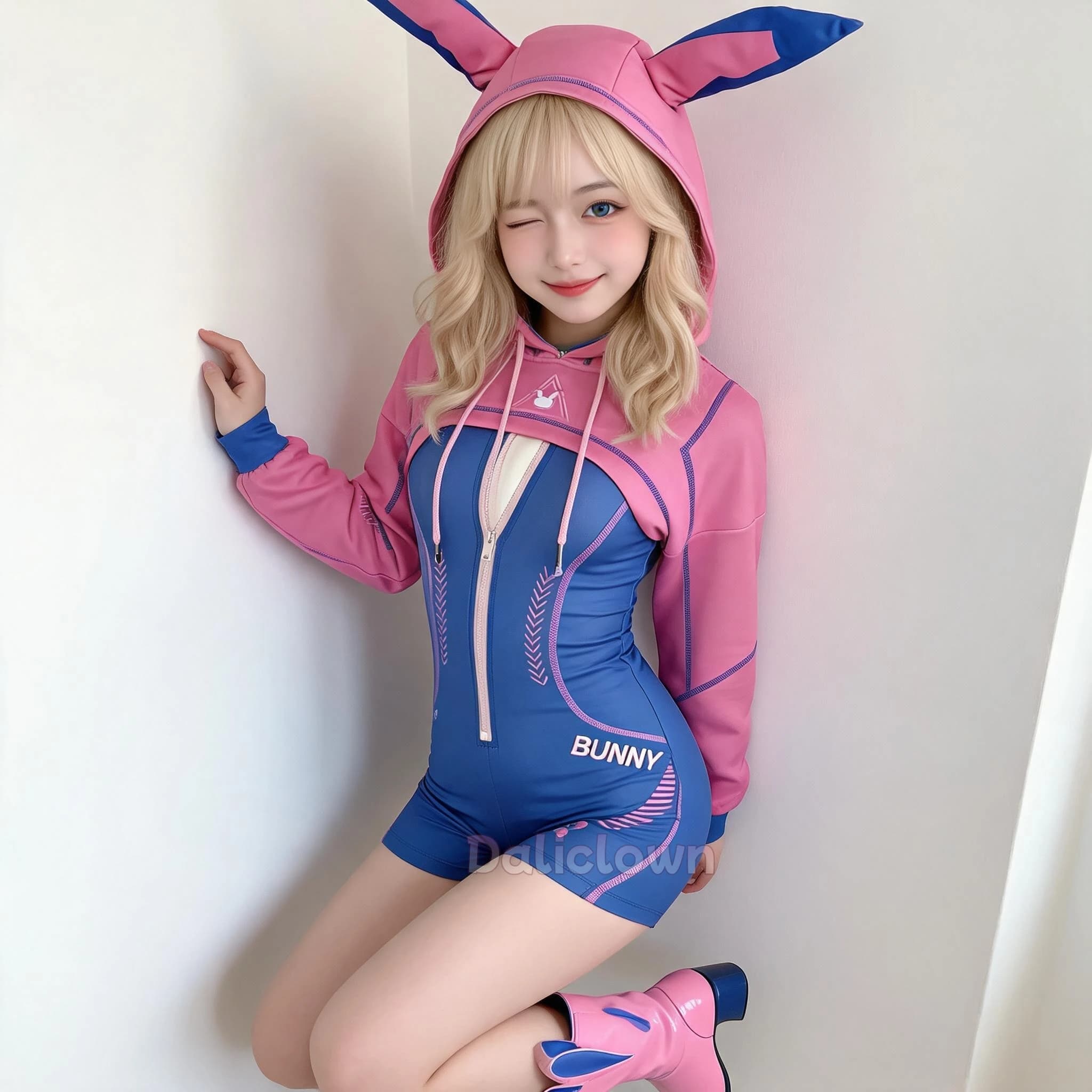 Dva Derivative Cosplay Cyber Rabbit Ears Hoodie Jumpsuit Set D.Va Overwatches OW Bunny Bodysuit Halloween Costume Suit For Women