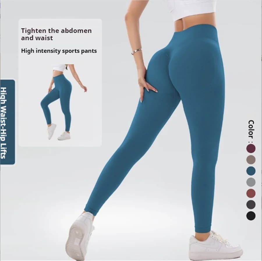 Leggings da yoga senza cuciture a vita alta per donna Pantaloni sportivi fitness per sollevamento fianchi a forma di pesca slim fit tinta unita