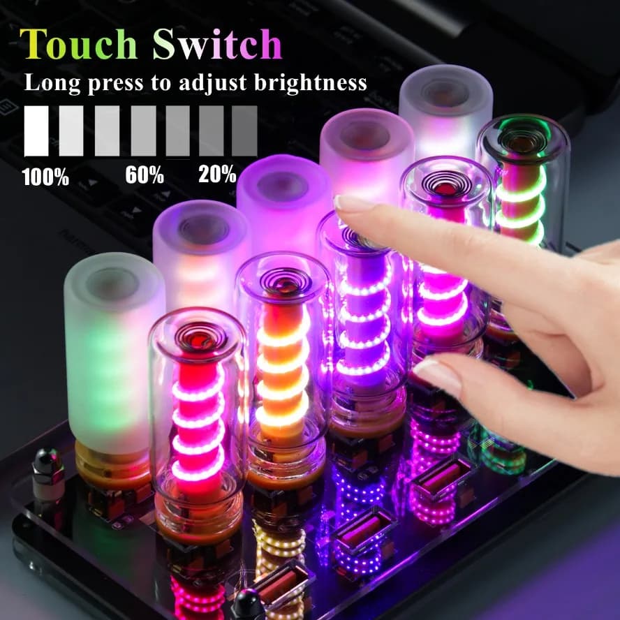 Luce Notturna LED USB 5V Dimmerabile con Controllo Touch, Filamento in Vetro Smerigliato Trasparente per Auto, Casa, Stanza, Laptop, PC, Decorazione Festiva
