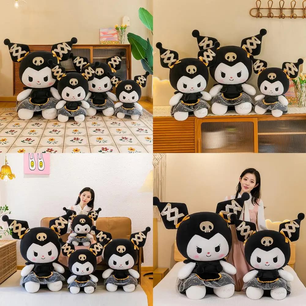Kawaii Kuromi Peluche Sanrio Kuromi Peluche Bambola Riempito Simpatico Animale di Peluche per Bambini Regalo Di Compleanno Dolce Regalo di San Valentino