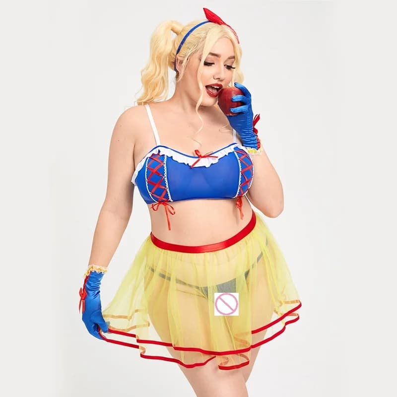 2025 Plus Size Maglia trasparente Lingerie Intimo Lady Esotico XXL Gioco di ruolo Abito Elegante Costumi da servo cosplay di grandi dimensioni