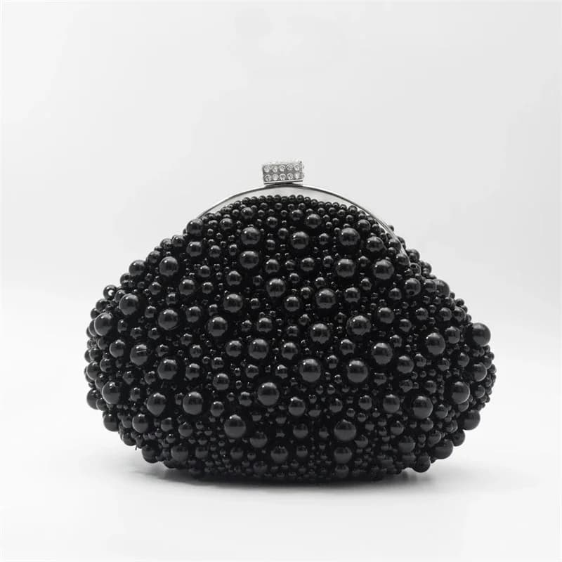 Fantastici pochette con perle nere per donna Moda che borda piccole mini borse da sera Borse a mano di lusso Mini borsa da festa formale da donna