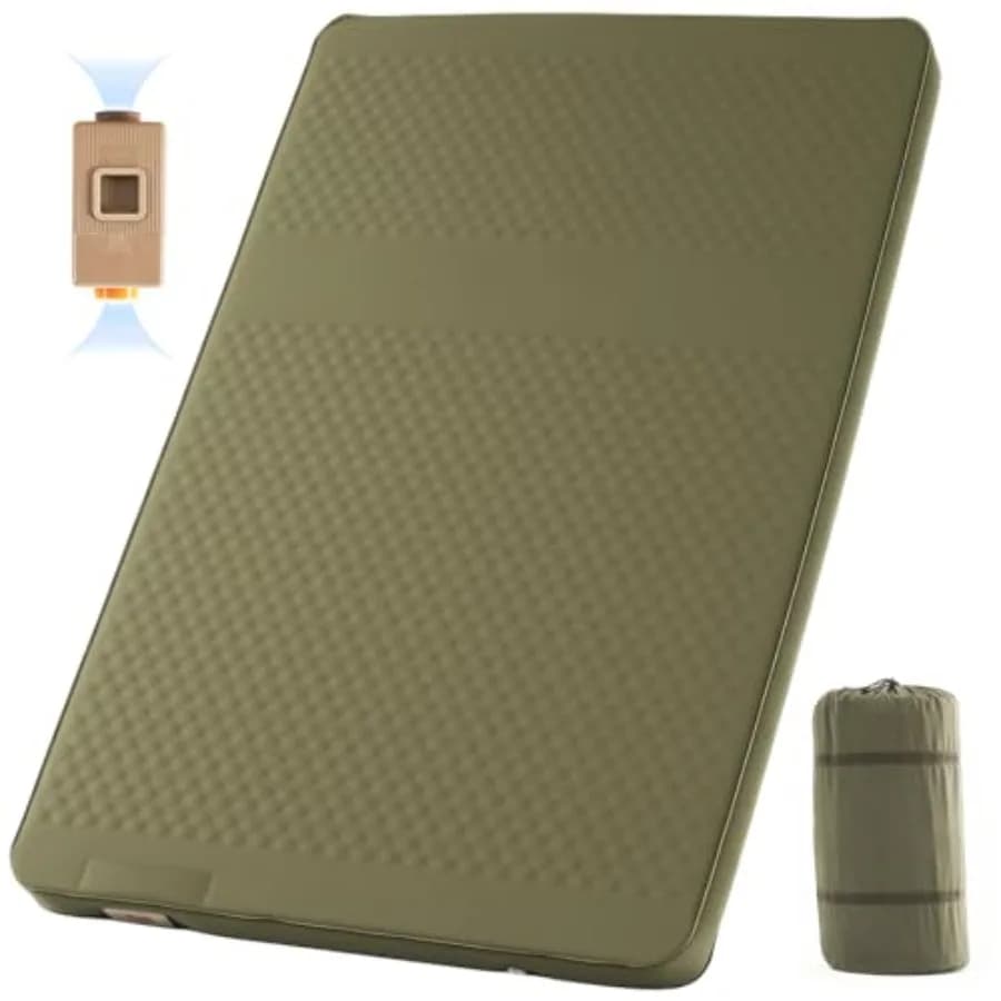 Materassino da campeggio: 4 cm di spessore, autogonfiante, con pompa integrata, materassino gonfiabile 4 stagioni per lettino, tenda, auto, in resistente tessuto di nylon.