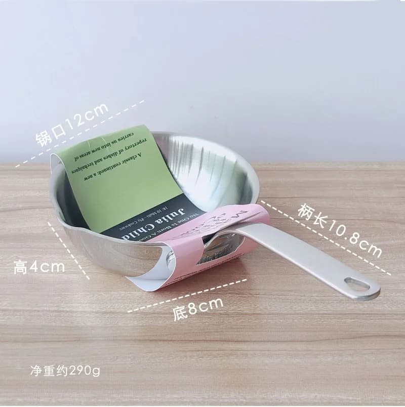 12cm Stainless Steel Mini Pan Non Coating Design Multi Purpose Oil Pour Sauce Frying Pot Kitchen Cooking Small Cookware