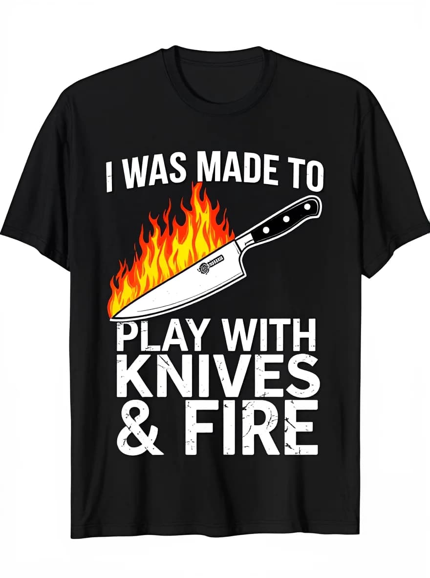 T-shirt divertente con coltelli da chef - T-shirt casual unisex per appassionati di cucina in cotone 100% (S-XXXL).