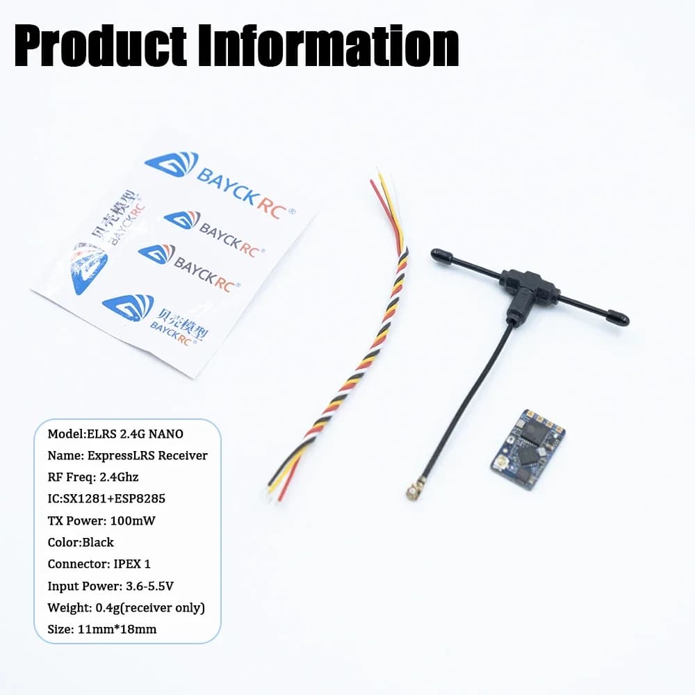 Ricevitore BAYCK Nano ELRS 915 MHz 2,4 GHz Dual Band, lungo raggio con antenna a T, WiFi aggiornato per quadricottero RC FPV Racing Drone