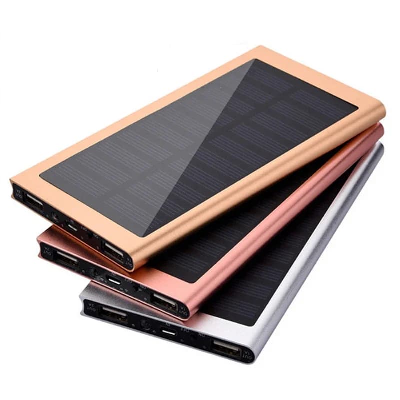 Power Bank solare da 20000 mAh con display digitale a LED, batteria esterna per Xiaomi, iPhone, Huawei e altri cellulari.