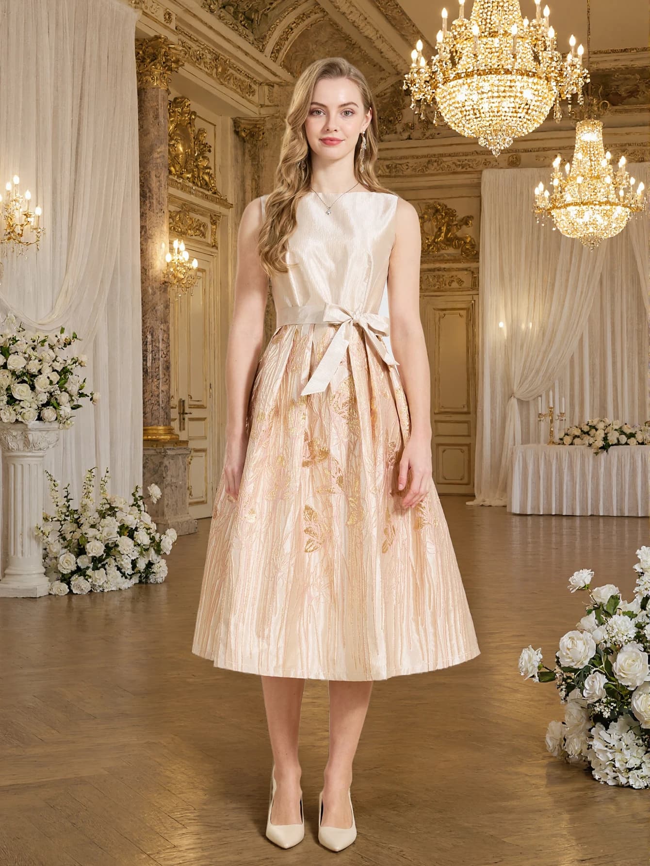 Abito da festa di lusso DEVCHATA, elegante con dettagli floreali, perfetto per occasioni speciali