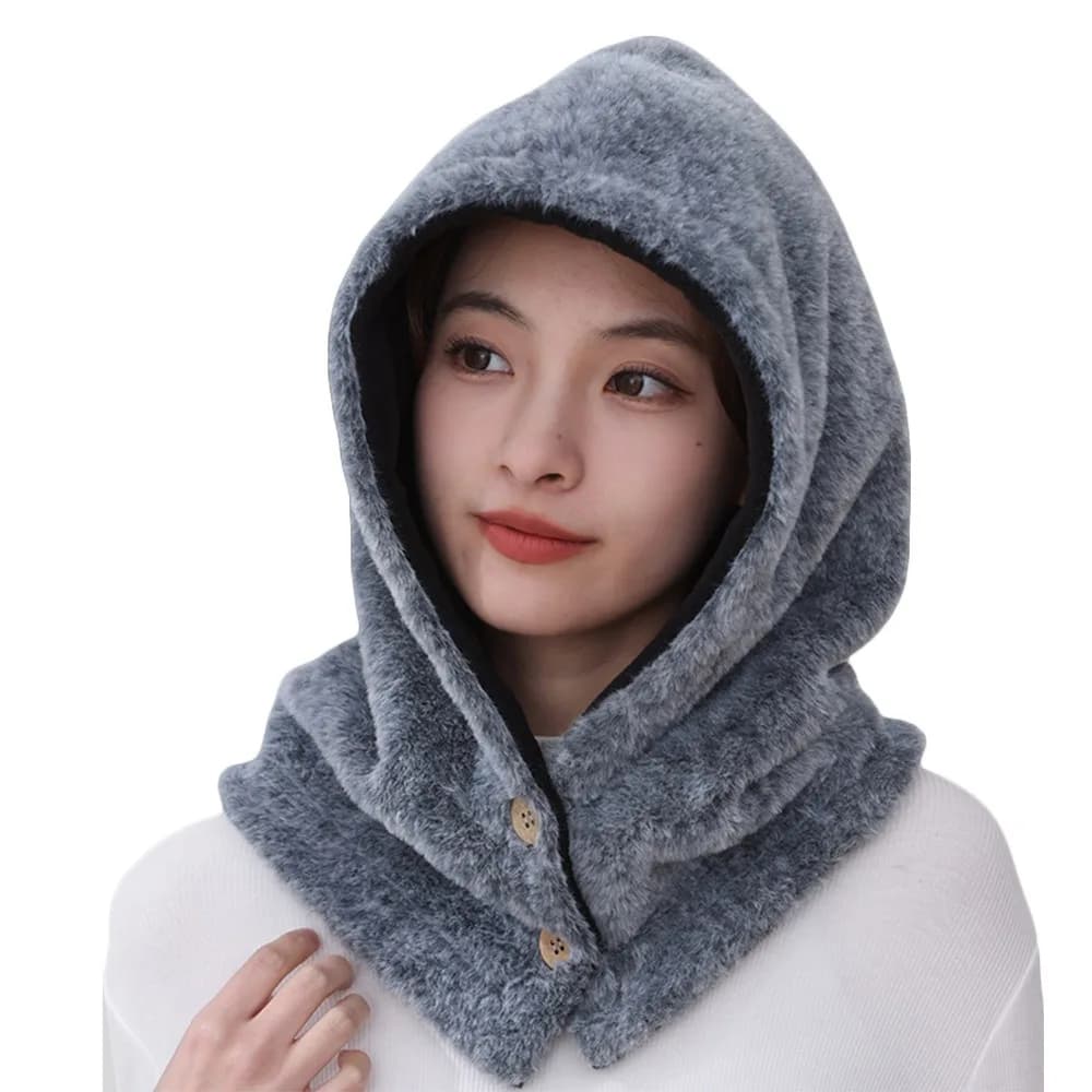 Fashion winter plush cap integrated scarf ear protector cap warm hat scarf soft balm windproof hat cycling