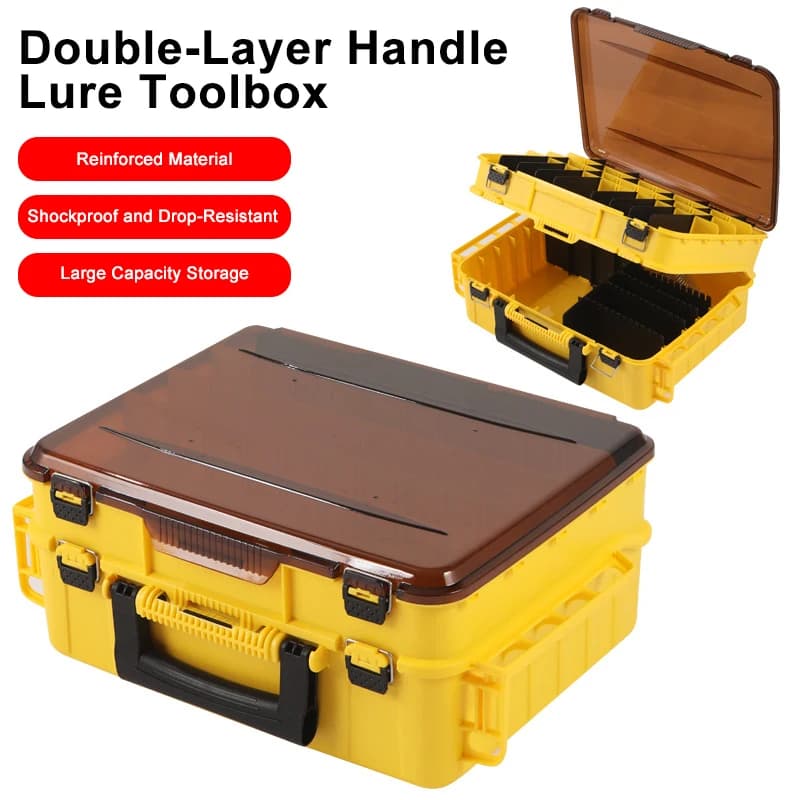Double Layer Portable Fishing Tackle Box Fishing Lures Reels Storage Case Fishing Accessories Organizer For Outdoor Fishing