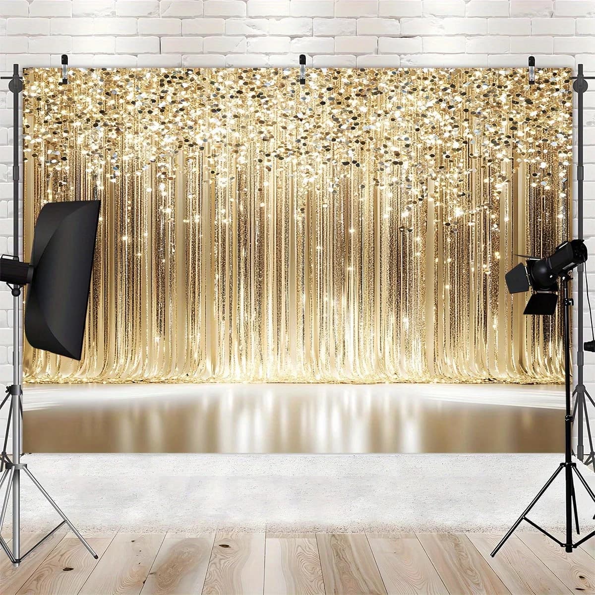 1 tenda con sfondo oro scintillante: perfetta per fotografie, streaming live, feste, compleanni, anniversari