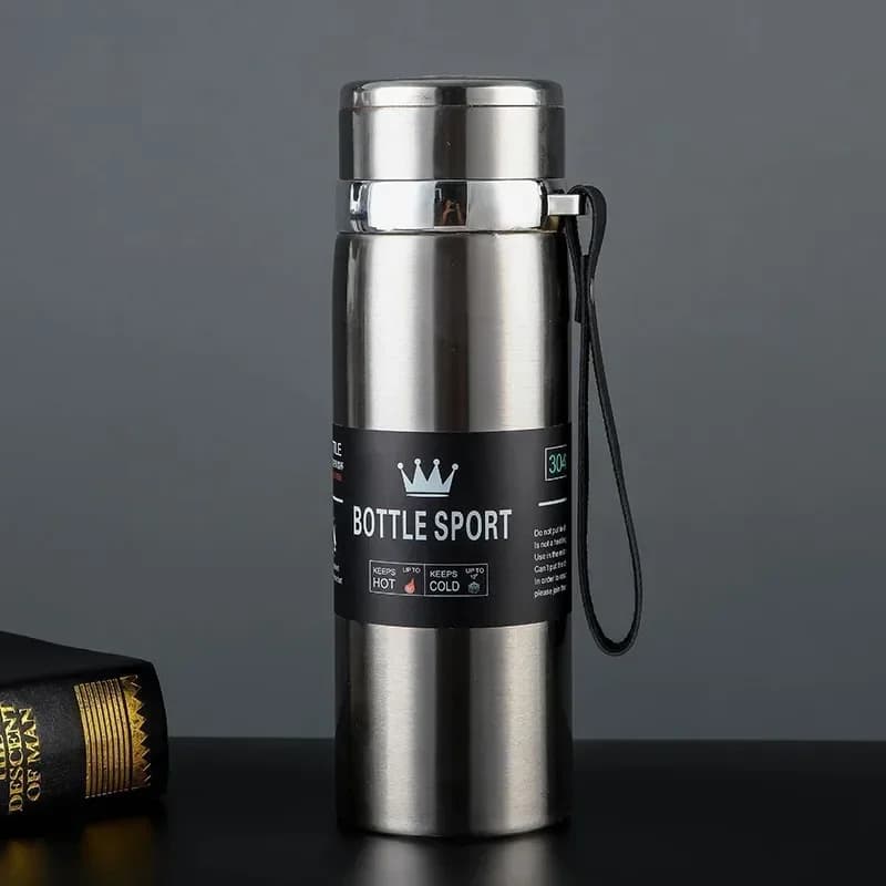 HTMCK Double-Walled Stainless Steel Thermal Water Bottle Insulated Vacuum Flask for Coffee Tea Office Use Leak-Proof Coffee Tea