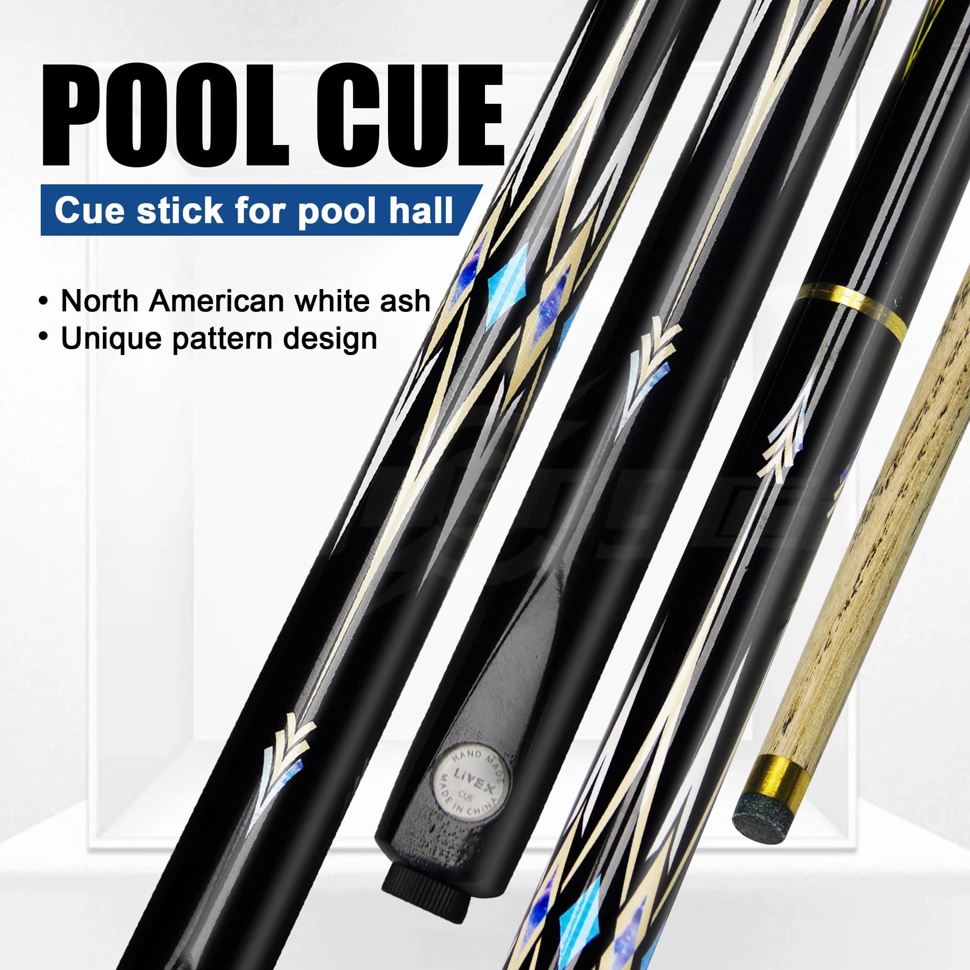 Stecca da biliardo professionale da 10 mm con giunto in ottone antideflagrante stecca da biliardo in frassino bianco 8 piscine, 9 palline, 3 cuscini da biliardo