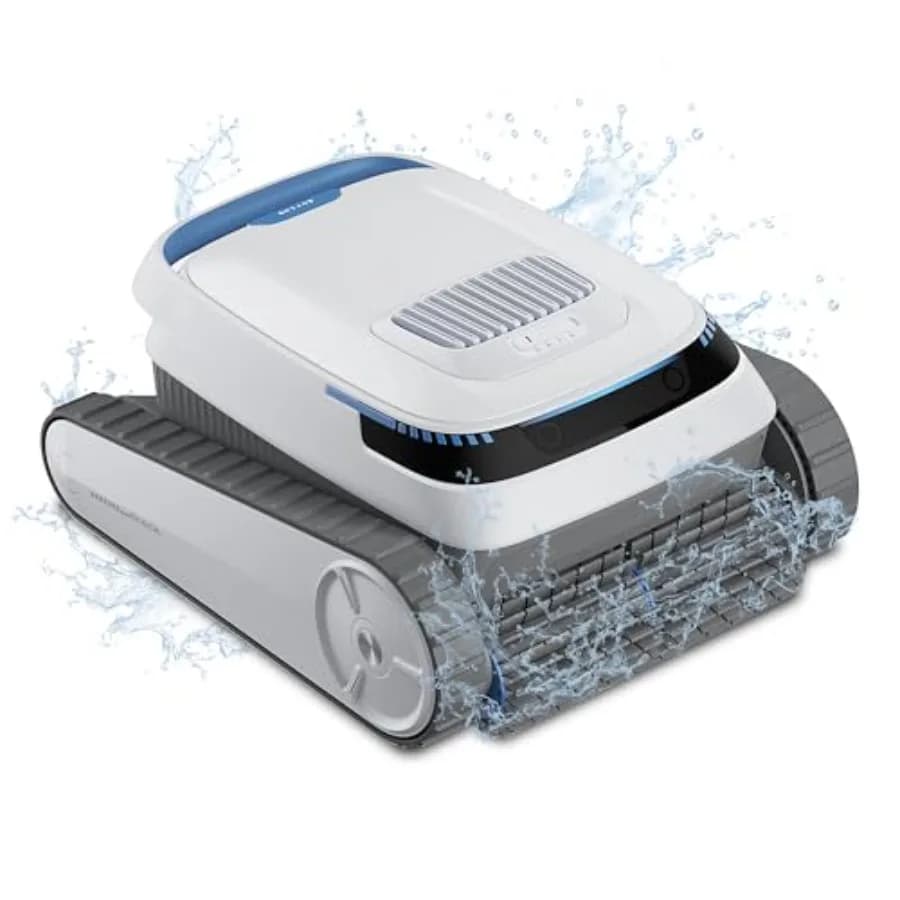 Robot Aspiratore Piscina Senza Fili con Navigazione Intelligente a Tracciamento per Piscine Interrate e Fuori Terra fino a 1600 mq Ft. Wall Waterlin