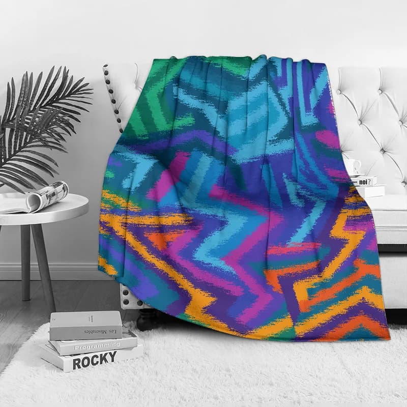 Coperte con motivo geometrico vibrante Morbida flanella calda Coperta per animali domestici Scottish Terrier per letto Copriletti per divano Coperte trapuntate