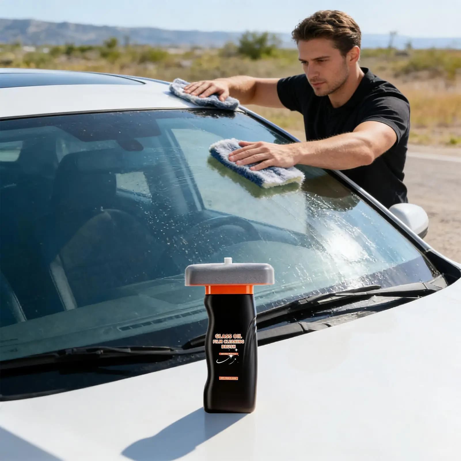 Cleaning Brush Oleosa Film on Glass 100g, Detergent Paste for Oleosa Film on Windscreen, Detergent Foam for Cars Without Damaging Glass
