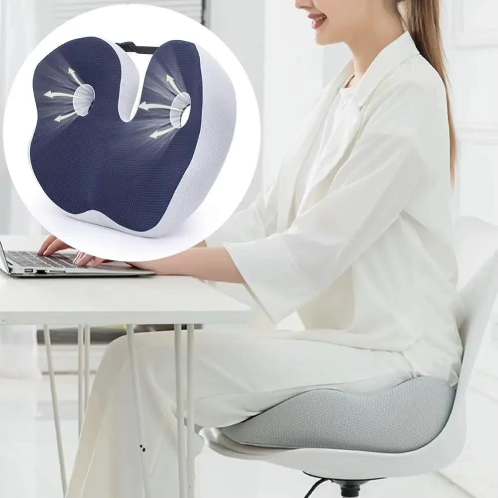 Cuscino Ergonomico per Emorroidi a Lento Ritorno, Cuscino per Seduta Confortevole e Traspirante per Auto, Allevia la Pressione sui Nervi del Sedere