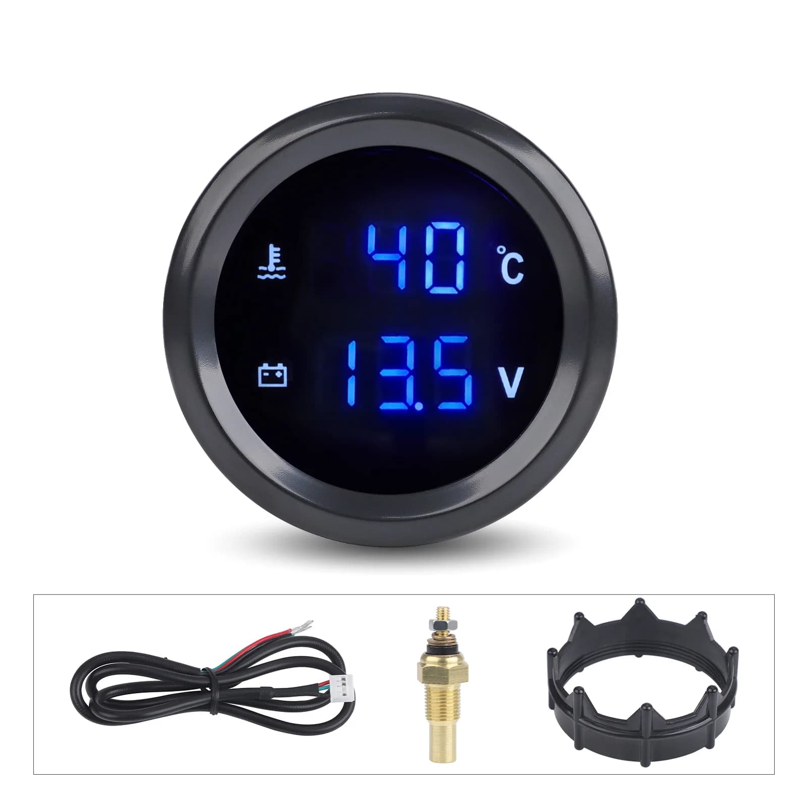 Manometro Digitale 52mm per Pressione Olio Auto, Manometro Turbo Boost, Display LED Doppio, Indicatore Temperatura Acqua e Voltaggio, Compatibile con Auto 12V/24V