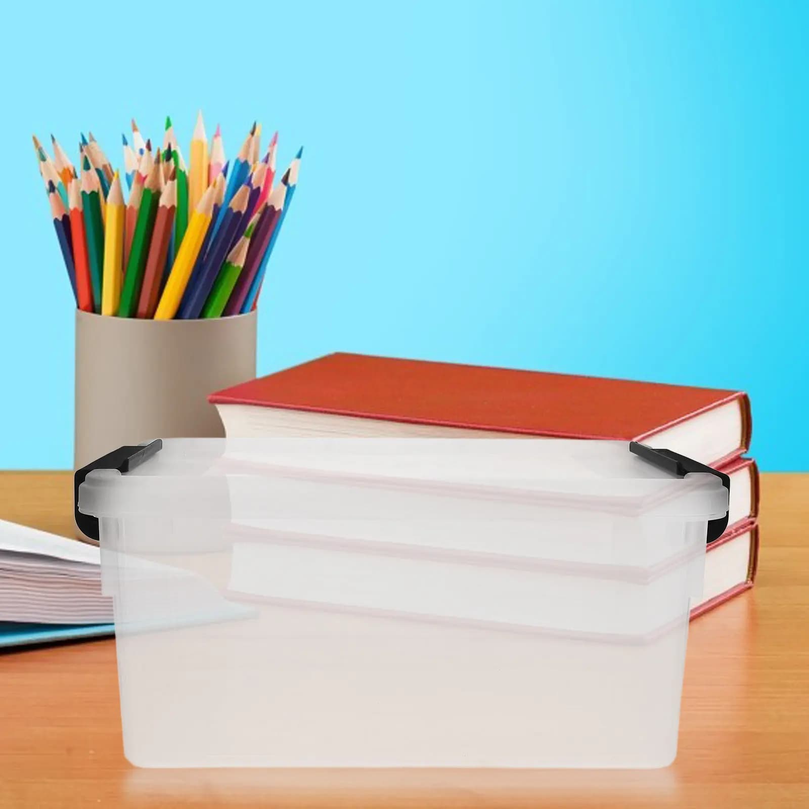 Organizzatore di Documenti, Scatola di Stoccaggio Trasparente, Organizzatore da Scrivania, Cartella Portadocumenti per Ufficio, Contenitore in Plastica Trasparente con