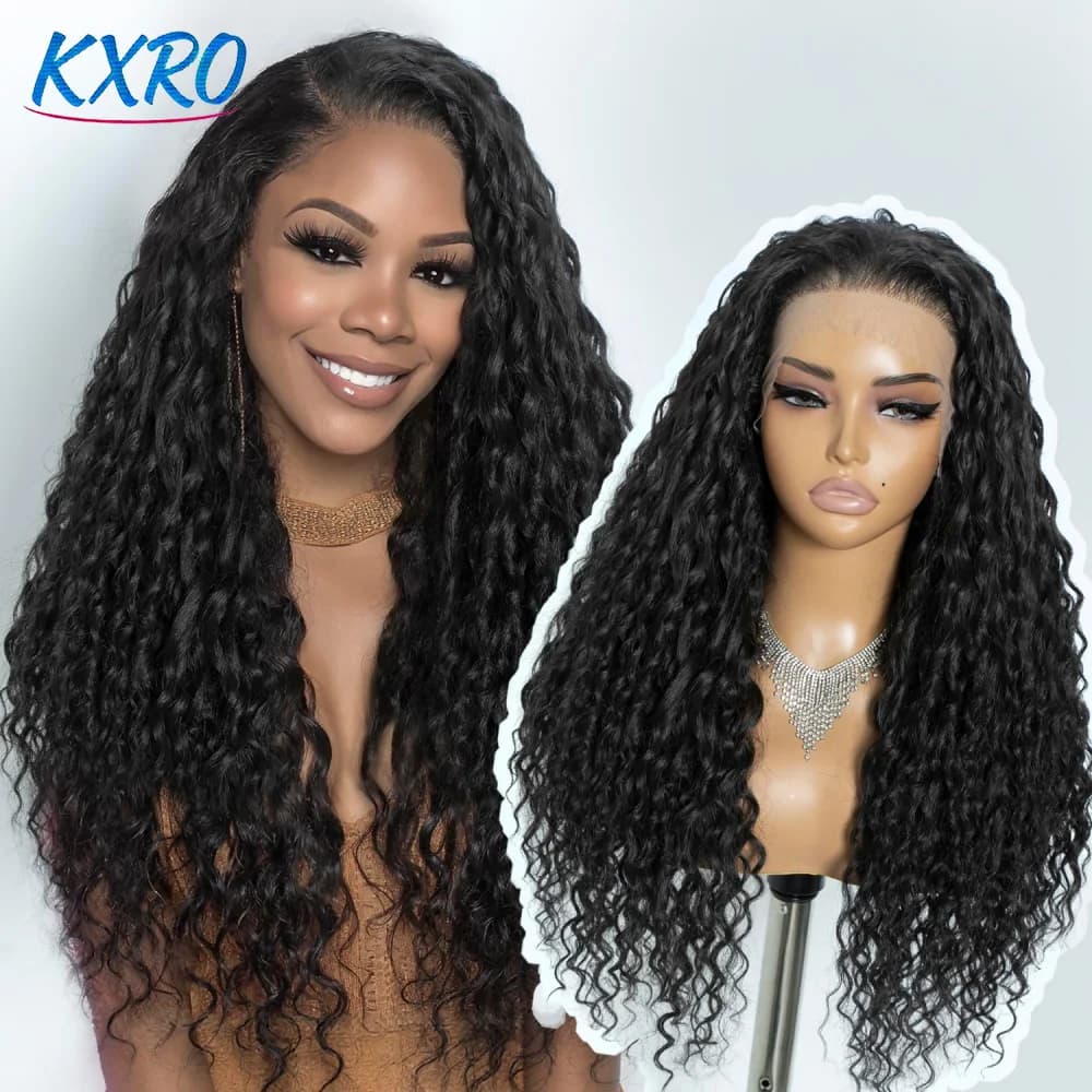 13x6 Lace Front Wig 250 Density Jerry Curly Water Wave HD Transparent Lace Frontal Wig Vietnamese Raw Curly Human Hair Wigs On Clearance Sale For Women Pre Plucked Black Wig Party Work Daily Life