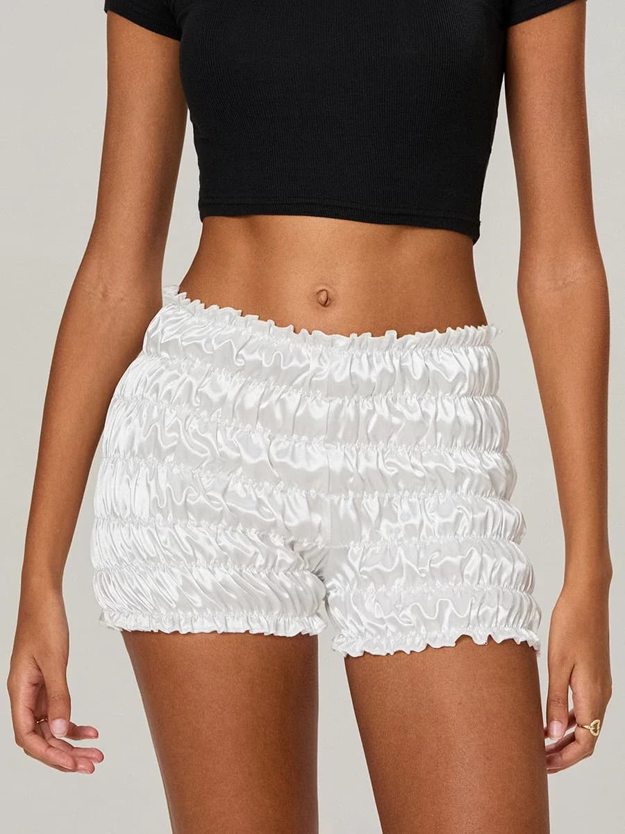 Pantaloncini Bloomer con volant in seta Pantaloncini con volant da donna Pantaloncini con bottino increspato smock con volant Lolita Micro pettini Pantaloni del pigiama